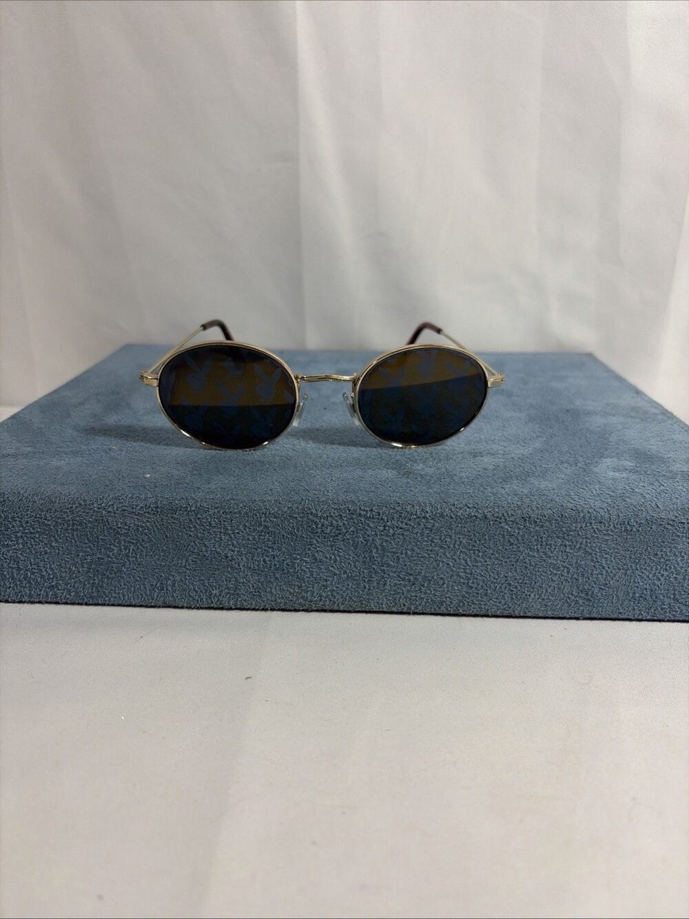 Vintage PacSun x Playboy Gold Oval Sunglasses All Over Bunny Logo Lenses Y2K
